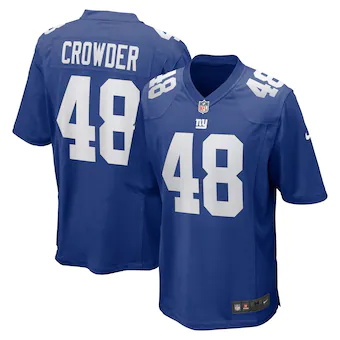 mens nike tae crowder royal new york giants team game jerse